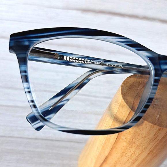 NEW Prescription-Ready Eyeglass Frame blue stripe lightweight glasses 54-17-140 - Picture 2 of 4
